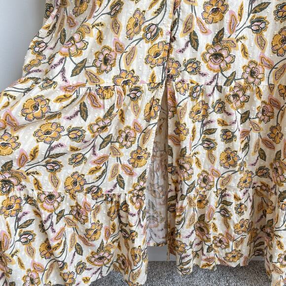 Sonoma Plus Size 4X Floral Maxi Dress Button Front Smocked Waist Swiss Dot - Picture 8 of 15